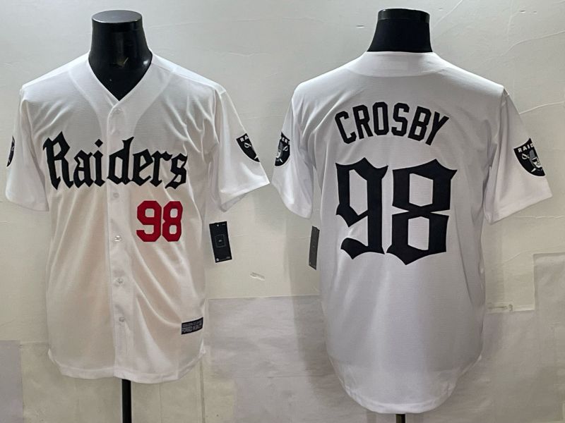 Men 2025 Oakland Raiders #98 Crosby white 6th generation Joint Name Nike Limited NFL Jersey style 02